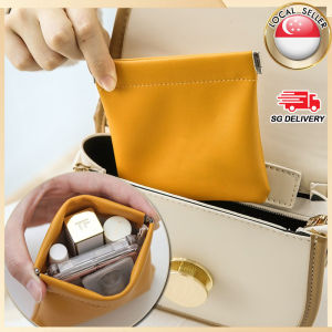 🇸🇬【SG stock】Automatic Closing leather Coin pouch Fashion PU Leather Earphone Storage Bag Coin Pouch Purse Mini Wallet Coin Key pouch for women man Key Organizer bag Money Change Pouch Jewelry Organizer Bag Women Man Credit Card Holder