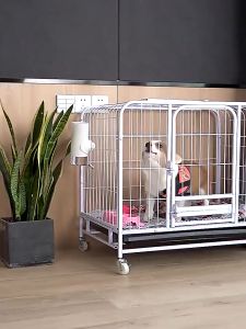 Mobile Square Tube Wire Dog Cage Large Metal Cage With Tray Pet Cage Indoor Dog House