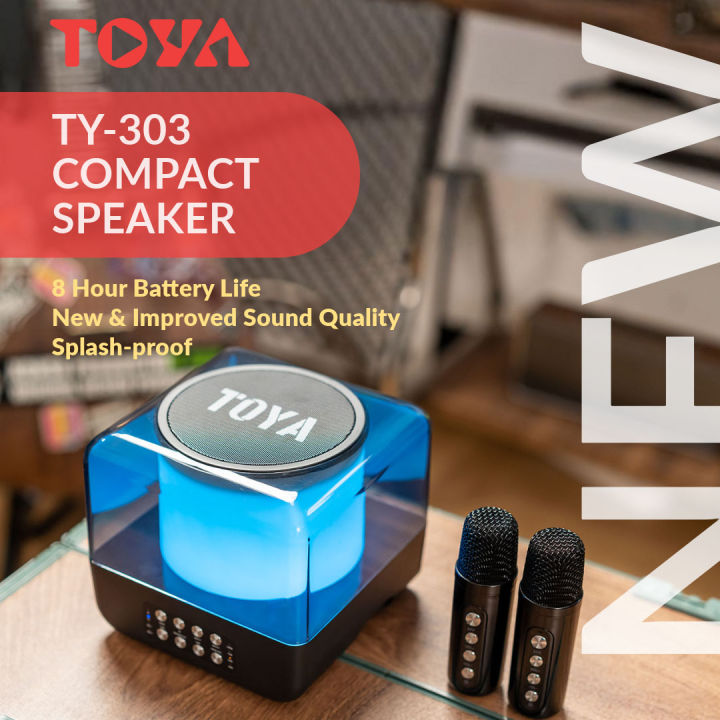 TOYA 303 Bluetooth Speaker With 2 Mic for Family Karaoke  Rhythm-Synced LED Lights Long Battery Life  Perfect Christmas Gift for Parties TWS Wireless and Bluetooth Speakers