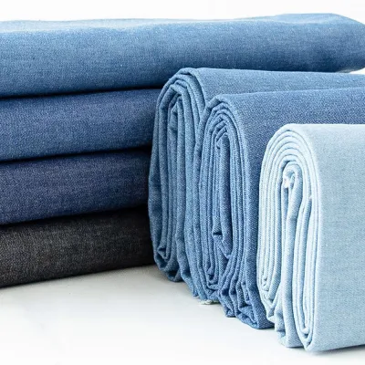 Washed Denim Fabric Cotton Blue Solid Color Thin Light DIY Handmade Dolls Clothing Jeans Skirt Jacket Bag Needlework Material