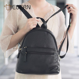 EDERN ใหม่กระเป๋าเป้ผู้หญิงหนังแท้กระเป๋าเป้สะพายหลังขนาดเล็กอเนกประสงค์แฟชั่นกระเป๋านักเรียนหญิงสุภาพสตรี Daypack หนังวัวลำลอง