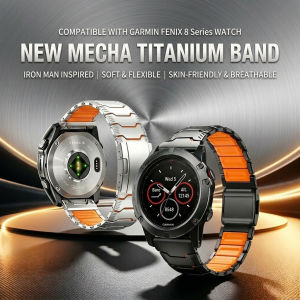 Zionia 22mm 26mm Premium Cyber Mecha Silicone Titanium Watch Strap for armin Fenix 8 E 7X 7 6X 6 Pro Sapphire Solar 5 5X Plus Descent G1 G2 Mk1 Mk2 Mk2i Mk3i Instinct 3 2X Forerunner 965 970 Approach S70 S62 S60 Epix Gen 2 Quatix Enduro D2 Mach 1 Tactix
