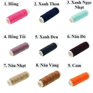 Chỉ khâu quần áo SAHA937 nhiều màu hồng cam tím đỏ be nâu xám xanh than rêu dương biển ghi