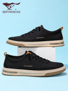 Septwolves Mens Low-Top Breathable Canvas Shoes Casual Versatile Flat Bottom Shoes Spring Autumn New Style Comfortable Leisure Shoes