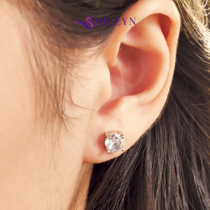 MEILYN Anting Korea Pesta Tusuk Lapis Emas Permata Satu Putih - All Variant