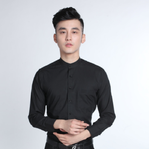 Mens Slim Fit Long Sleeve Shirt round Neck Stand Collar Performance Chinese Style Zhongshan Suit White Inch Shirt Business Casual