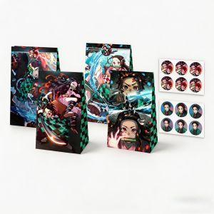 Bandai | Demon Slayer Party Favor Bag Set - Anime Demon Slayer Gift Bags with Stickers Party Candy Bags Decorative Party Supplies