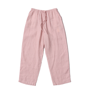 WUSEWUWEI | Classic Pure Linen Drawstring Waist Loose Fit Casual Pants Hanging Drapery Colorless Odorless High Waist Commute Style Ladies