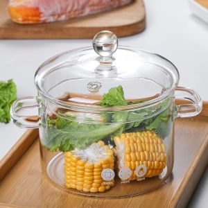 High Borosilicate Glass Soup Pot with Ceramic Pot Glass Instant Noodle Bowl