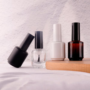 HNKMP 15ml Transparent Glass Bottle Empty With Lid Brush Cosmetic Containers Nail Glass Bottles With Brush