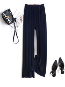 New Arrival Classy Drape Pleuche Wide Leg Pants Son Fall and Winter High Waist Straight Elastic Waist Small Man Pants Mop Pants
