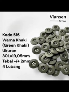 Kancing Plastik PDL PDH 30/4 Kode 516 Green Khaki - Kancing Chinos