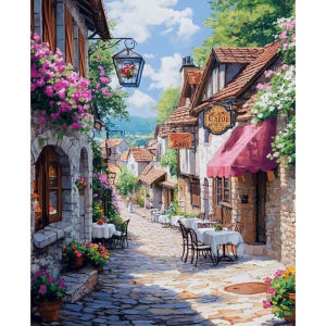 BILIBILI | Oil Painting By Numbers Town Scenery DIY Number Drawing Canvas Pictures By Numbers Home Decor Large Size