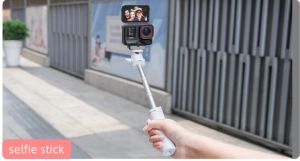 20241120 Selfie Stick Tripod for DJI Pocket 3 Tabletop Tripod with 360° Ball Head & Cold Shoe White Adjustable Extension Rods