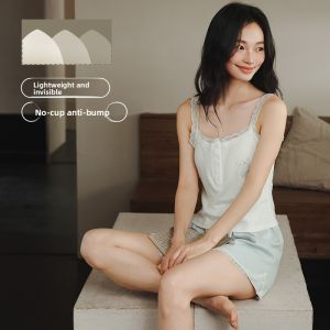 Miiow | Pure Cotton Sleepwear Womens Integrated Thin Short Sleeve V-neck Home Clothes Breathable Moisture-wicking Summer Outfit