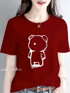 KAOS ATASAN TERBARU BEAR PUTIH COMBED PREMIUM WANITA