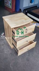 TỦ ĐẦU GIƯỜNG GỖ CAO SU 3 HỘC KÉO- TỦ MINI PHÒNG NGỦ
