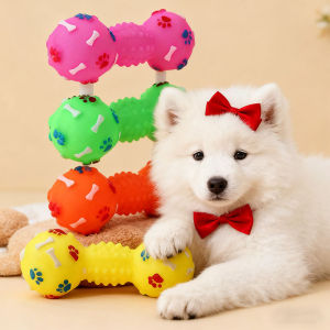 Interactive Squeaky Bell Chew Toy for Small Dogs - Durable Rubber Dental Health & Training Aid Random Color Squeaky Toy No Electricity Required