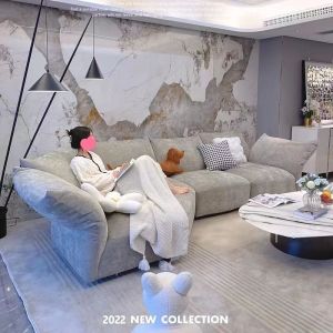 Petal Shape Designer Sofa Modern Minimalist Italian Style Non-Washable L-Shaped Sponge Filled Wooden Structure Furniture