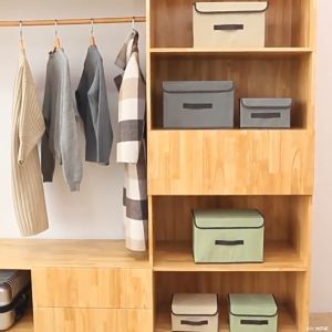 2 In 1 Set Storage Box Plain Color Foldable Organizer For Clothing Toys Books organization Room storage boxes For Packing Kitchen storage Space Saving Organizer Boxes