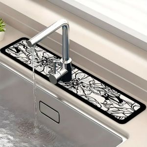 VIKAMA Kitchen Sink Mat Absorbent Drying Pad Countertop Faucet Drain Pad Diatomaceous Earth Table Mat