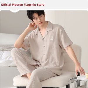 MiiOW | Cotton Gauze Summer Mens Pajama Set
