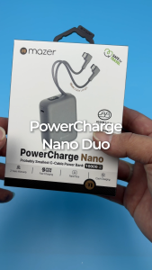 (CCC + QR) Mazer Powerbank 10000mAh PD35W PowerCharge Nano Power Bank with Dual Built-in USB-C Cable