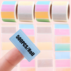 500ชิ้น/ม้วนฉลากกันน้ำติดเองสีสติกเกอร์เปล่าไฟล์โรงเรียนป้ายการจัดหมวดหมู่ครัวขวดอุปกรณ์สำนักงานสติกเกอร์ความร้อนปอกง่าย