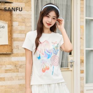 SANFU | Dreamy Gradient Printed Bow T-shirt