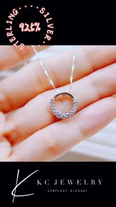 KC Jewelry S925 Silver - White Gold Plated Diamond Round Pendant