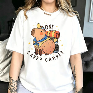 Sanrio | Funny Capybara Camper Summer Fashion T Shirt Quirky Adventure Animal Tops Trendy Everyday Clothing Gift for Camping Lovers Tee