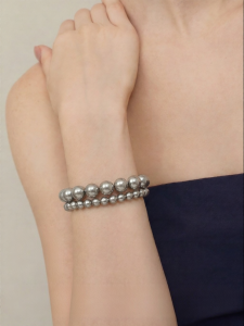 YISHU | Akoya Silver Grey Pearl Bracelet Elastic Rope