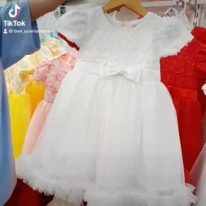 Đầm công chúa phối lưới ren hoa 3D đi tiệc cho bé gái đầm đi tiệc nổi bật xinh cho bé gái