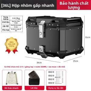 YESMAX | Hộp Đuôi Xe Máy Hợp Kim Nhôm Chống Rơi Universal Kích Thước Cực Lớn