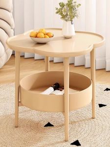 Modern Minimalist Four-leaf Clover Sofa Table Cream Style Small Coffee Table Living Room Storage Rack No Storage Space Wheel