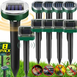 Dizoey 8PCS Solar Powered Repellent Ultrasonic Sonic Mole Pest Rodent Repeller Yard Outdoor Lamp Backyard Farmland Mouse Repellers