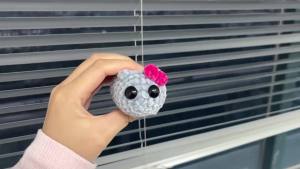 3pcs/set Sad Hamster Keychain with Music Pendant Crochet plush Hamster Handmade Gifts Decor Valentines Day souvenirs for men and women