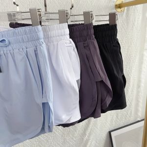 Quần Short Thể Thao Yoga Cạp Cao Nữ Nhanh Khô Hai Lớp Thoáng Khí Thể Thao Ngoài Trời Giải Trí Chạy Bộ Quần Thể Dục