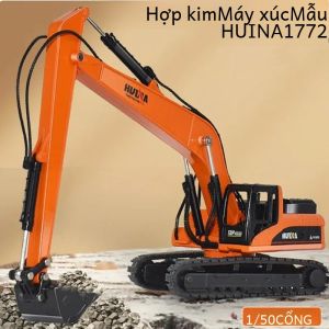 HUINA Tỉ Lệ 1:50 Hợp Kim Cánh Tay Dài Máy Xúc Xe Tải Kim Loại Xe Xây Dựng Đồ Chơi Mô Hình Cho Bé Trai Kỹ Thuật Chuyên Nghiệp Xe Quà Tặng