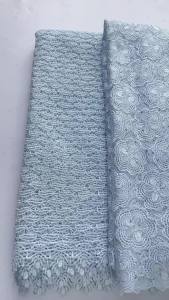 Pure White Guipure Cord Lace Fabric Premium African Water Soluble Lace With Rhinestones For Women Occasion Gown 5 Yards