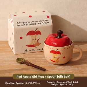 Aesthetic Mug Cup with Lid and Spoon