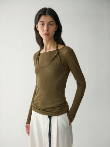 INSIS FEMME | Tencel Australian Merino Wool Spring Knotted Halter Two-Piece Womens Top