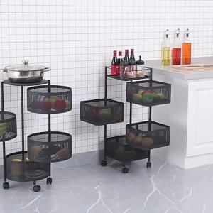 TEMU Same Style Kitchen Rotating Storage Rack Floor Multi-Layer Fruit Storage Rack Living Room Snack Vegetable Basket Storage Rack