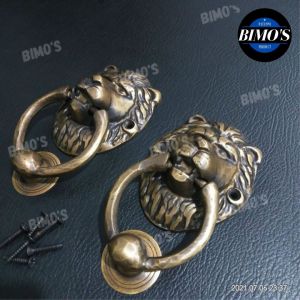 Ketukan Pintu Rumah Kuningan Motif Singa Bel Pintu Kuningan Antik Murah