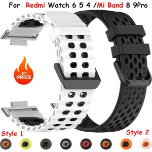 For Redmi Watch 6 Silicone Wristband For Redmi Watch 5/4 Watch Strap For Xiaomi Mi Band 8/9Pro Breathable Correa Sport Bracelet