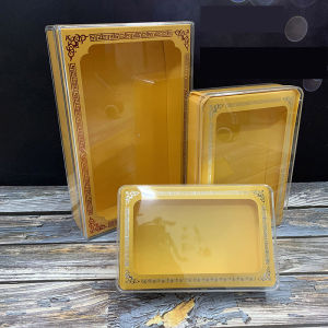 Large Rectangular Gold Plastic Acrylic Food Gift Packaging Box Medicine Sample Container Transparent Eco-Friendly Carry Case
