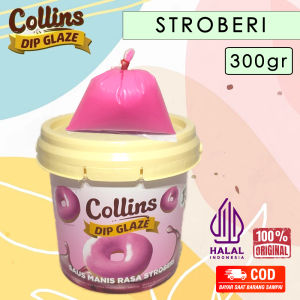 Selai Collins Dip Glaze Rasa Stroberi 300gr | Saus Manis Pasta Selai Donat Roti Rasa Stroberi
