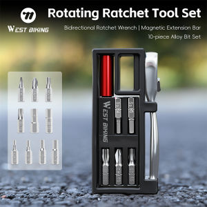 West Biking | WEST BIKING Bicycle Repair Tool Set Rotating Ratchet Tool Kit Alloy Steel Handle Integrated Magnetic Bits Bike Repair Tool Kit