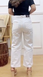 Celana Jumbo Kulot Putih Jeans Wanita Premium Big Size 27-42