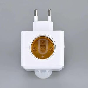 Smart E27 Infrared Sensor Lamp Head Motion Activated Bulb Holder For Stairs Garage Corridor AC 110-240V PC White